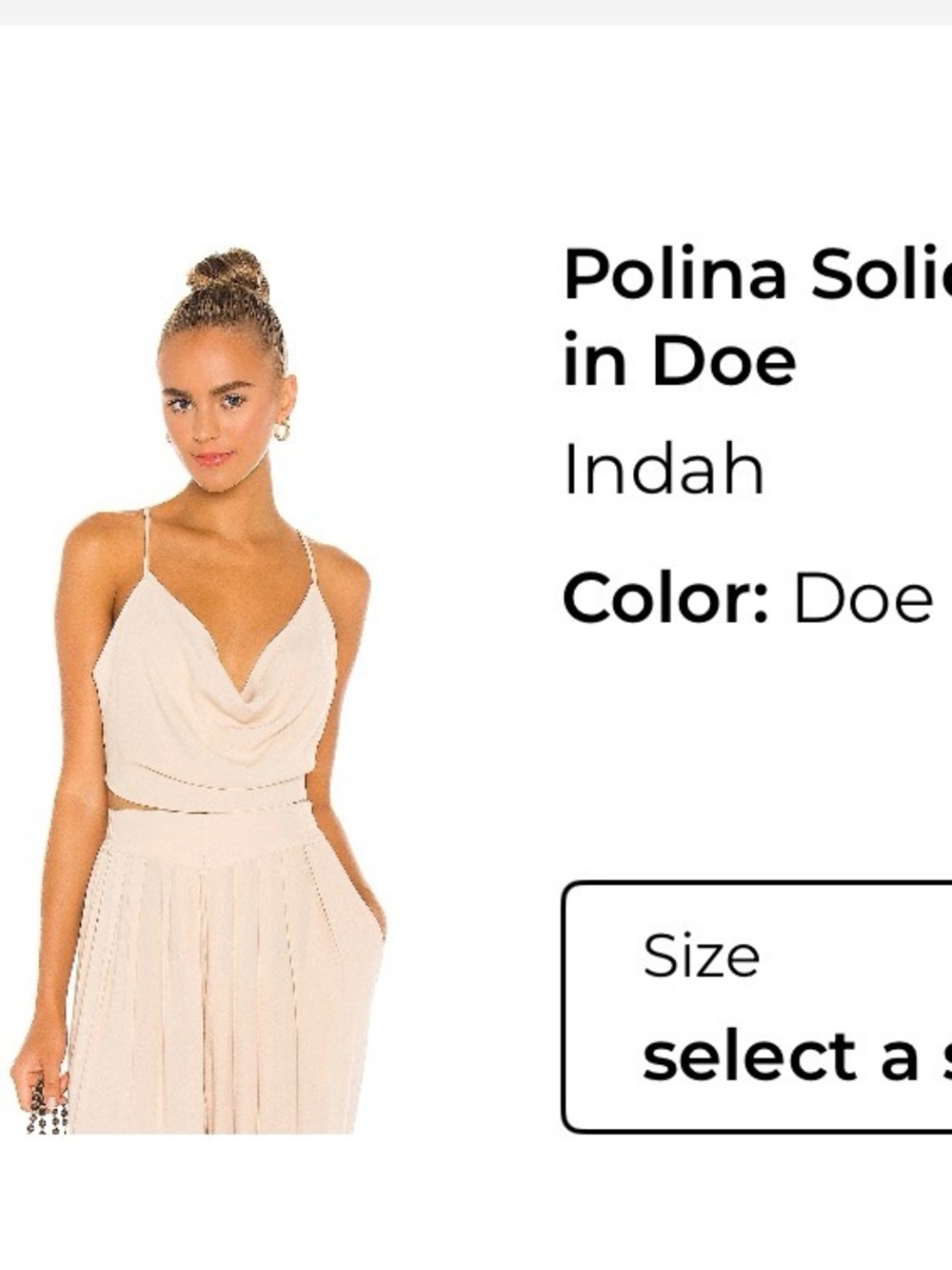 INDAH Cream Draped Cowl Crop Top